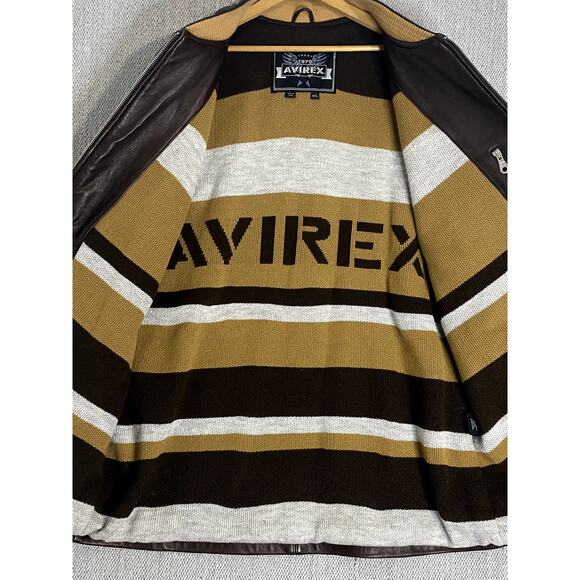 Avirex Vintage Leather Bomber Jacket Men 4XL Brown Star Series 75 New York Lions - Picture 8 of 16